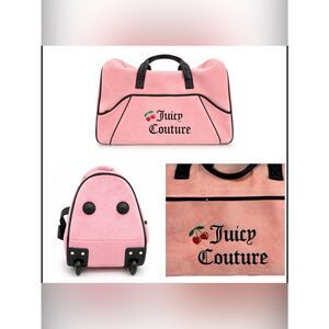 Juicy Couture Pink Velour Rolling duffle bag overnight with wheels